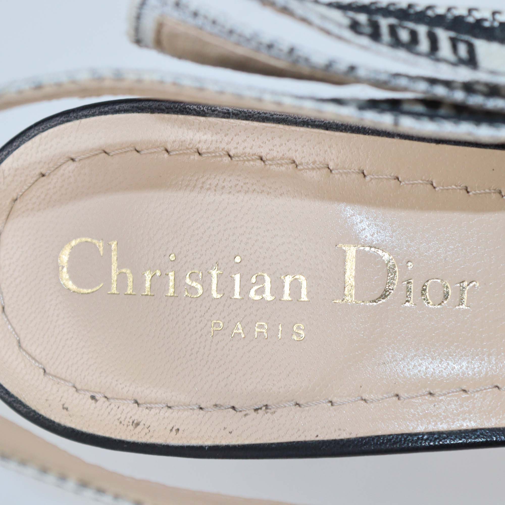 Christian Dior Black Cannage Fabric Dior & Moi Slingback