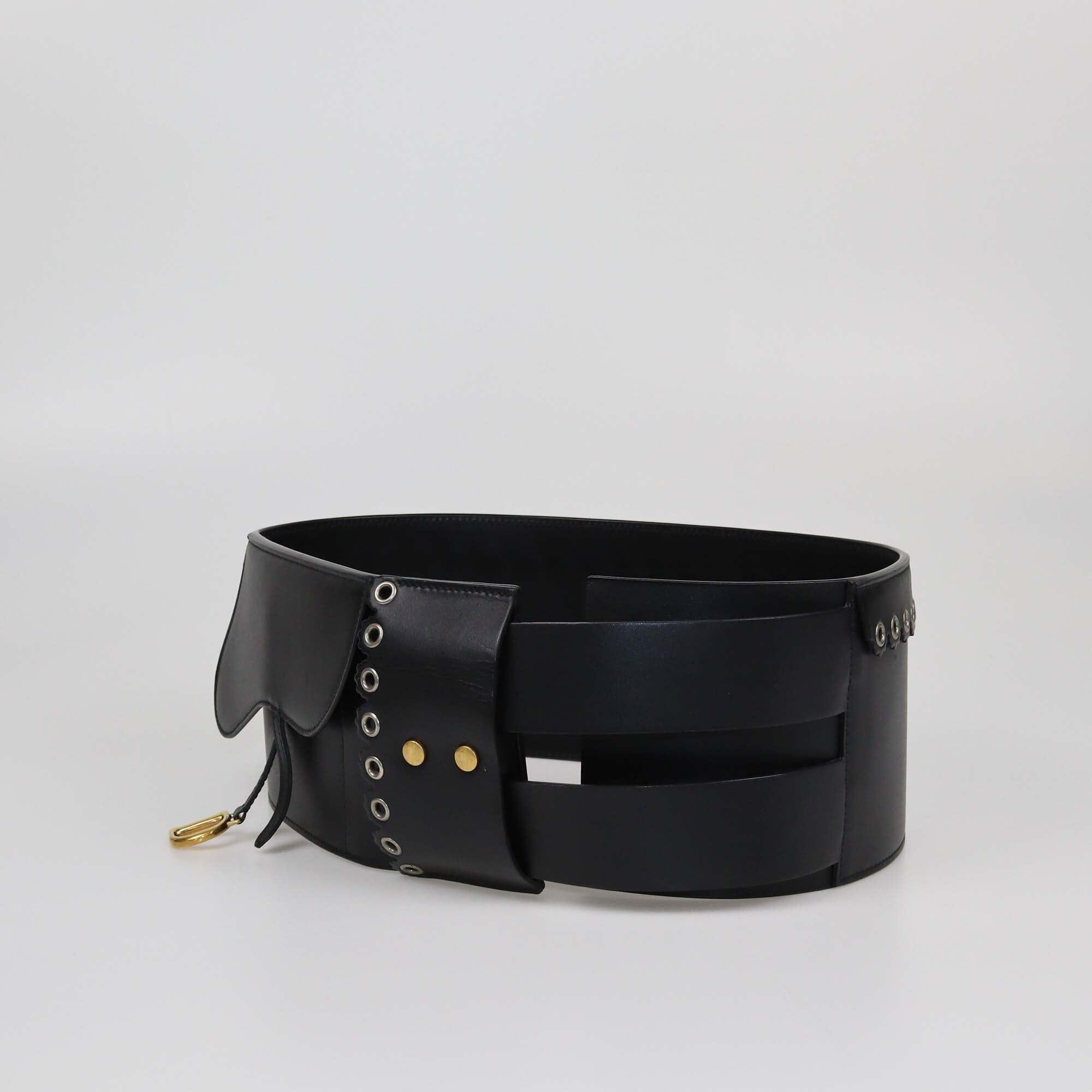 Christian Dior Black Saddle Waist Belt Womens Christian Dior 