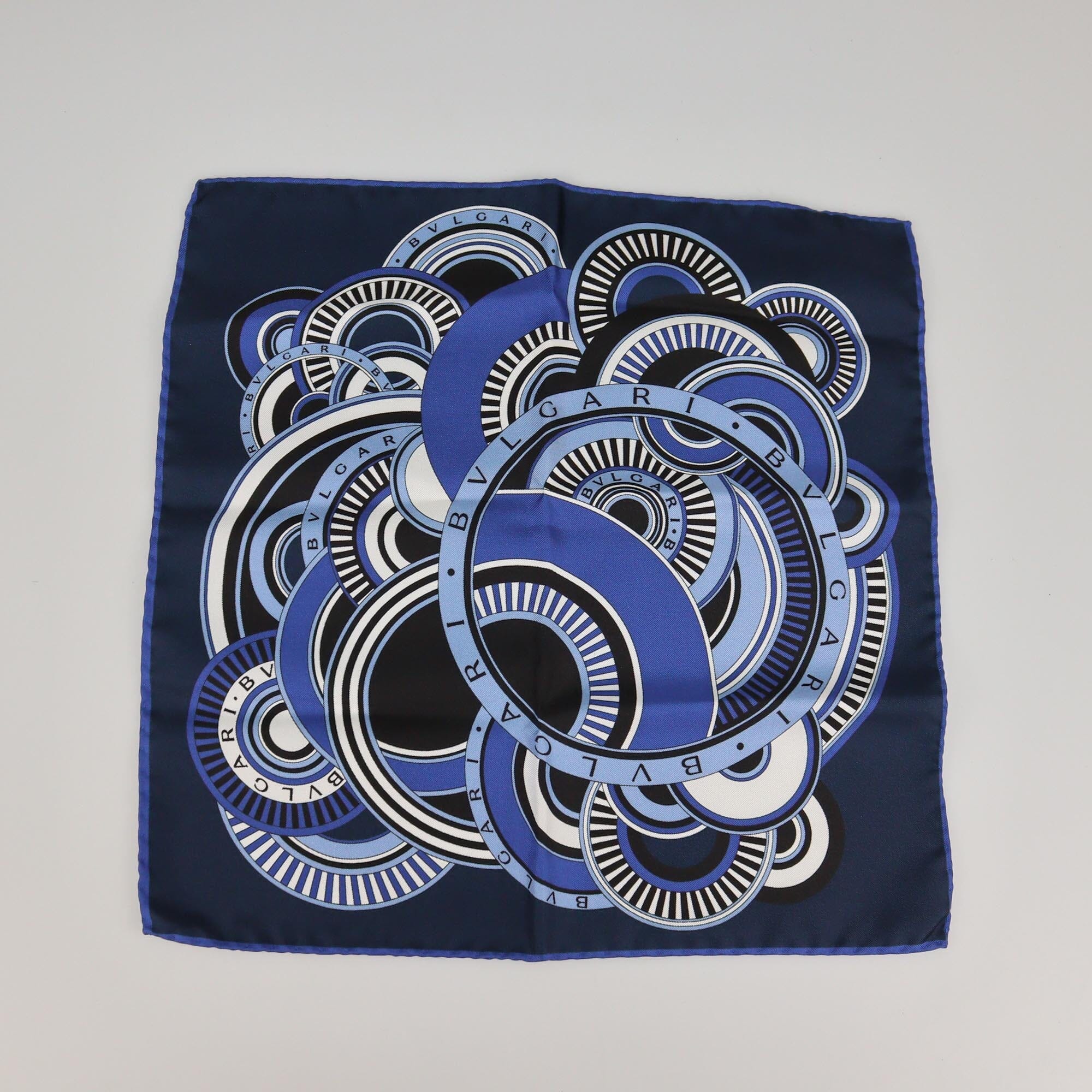Bvlgari Navy Blue Printed Square Scarf Womens Bvlgari 