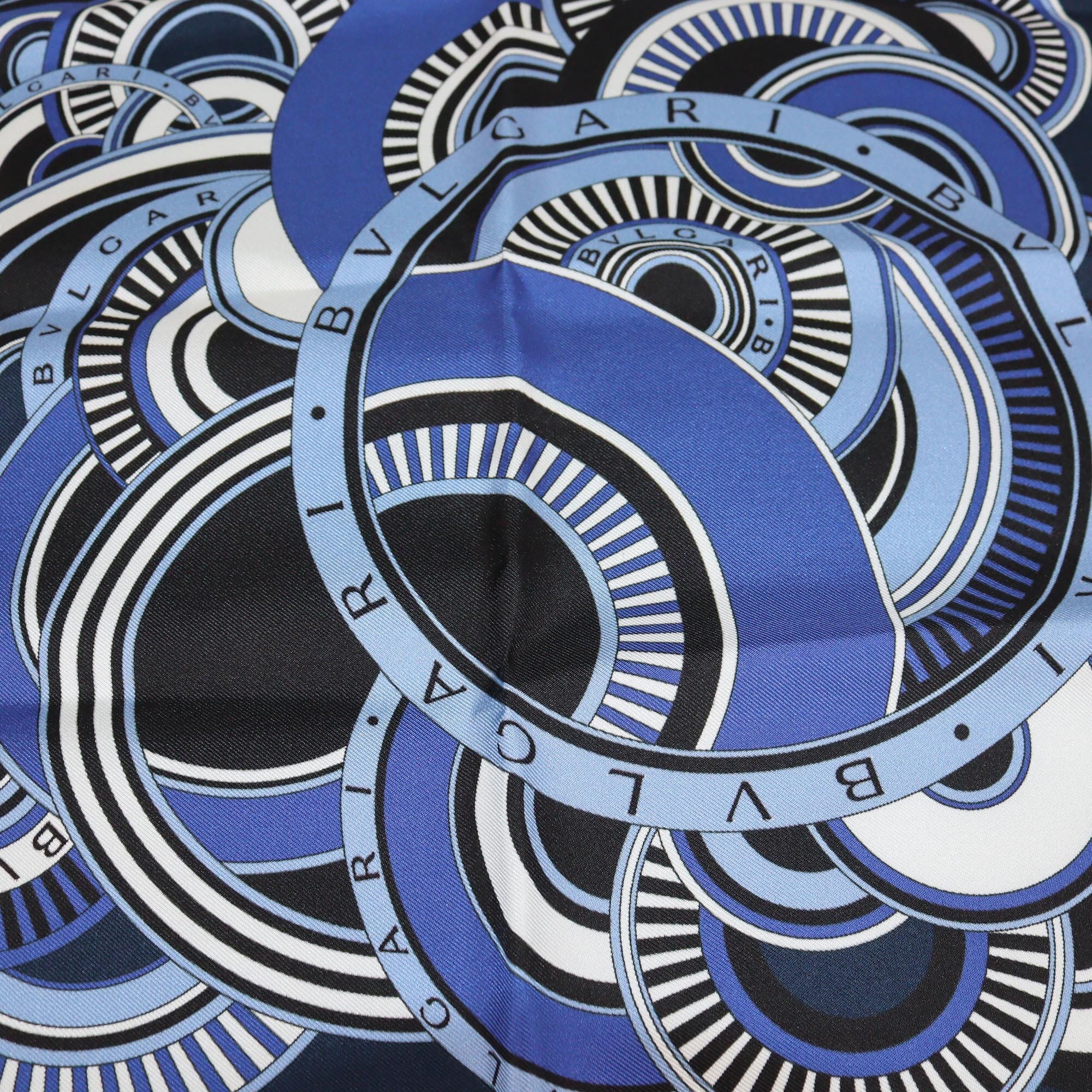 Bvlgari Navy Blue Printed Square Scarf Womens Bvlgari 