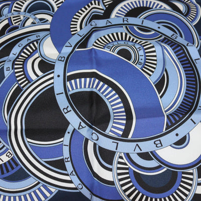 Bvlgari Navy Blue Printed Square Scarf Womens Bvlgari 