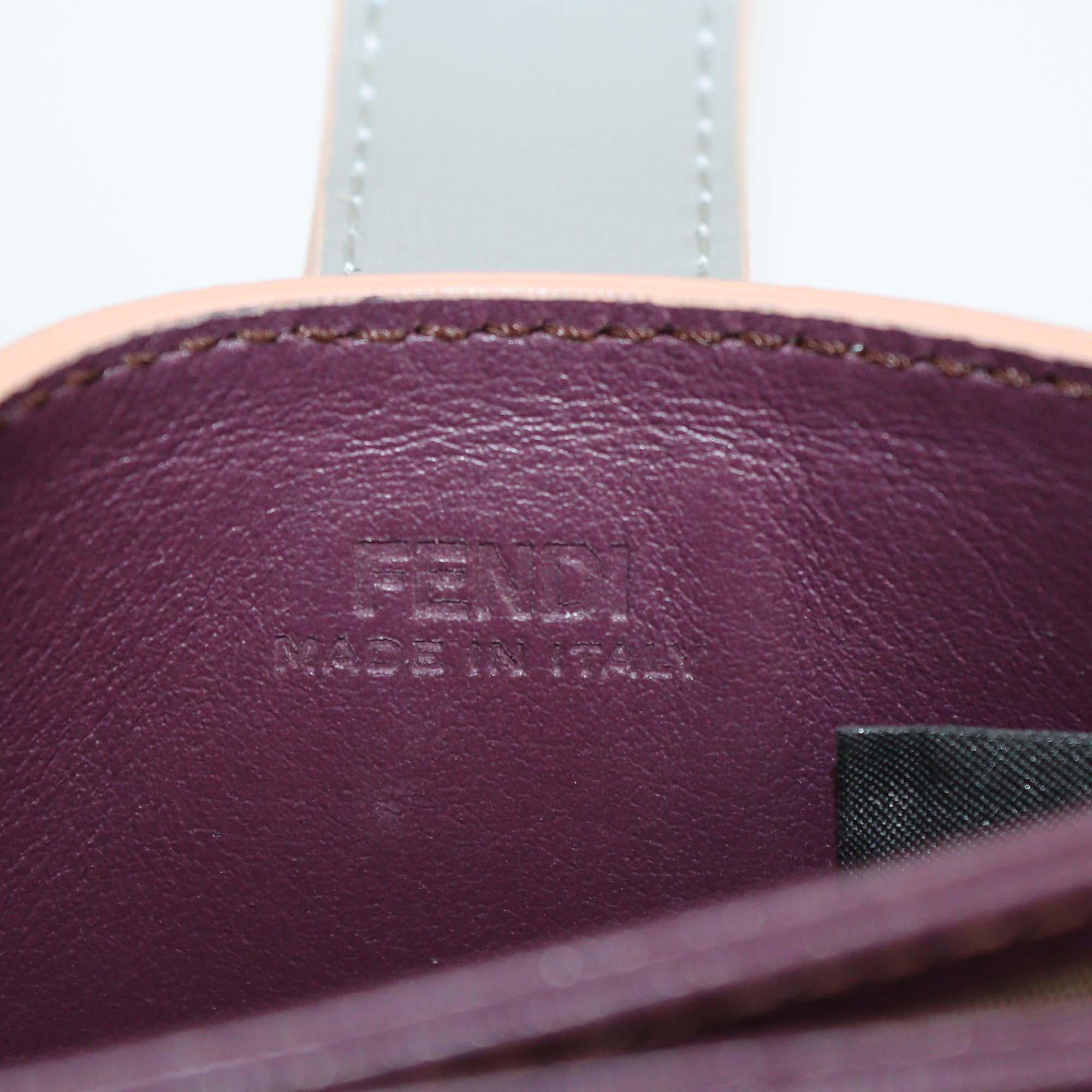 Fendi Grey/Pink Leather Gusset Card Holder