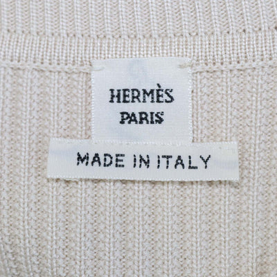 Hermes Beige Blend Viscose Knitted Chain Neck Detail Long Sleeve Dress