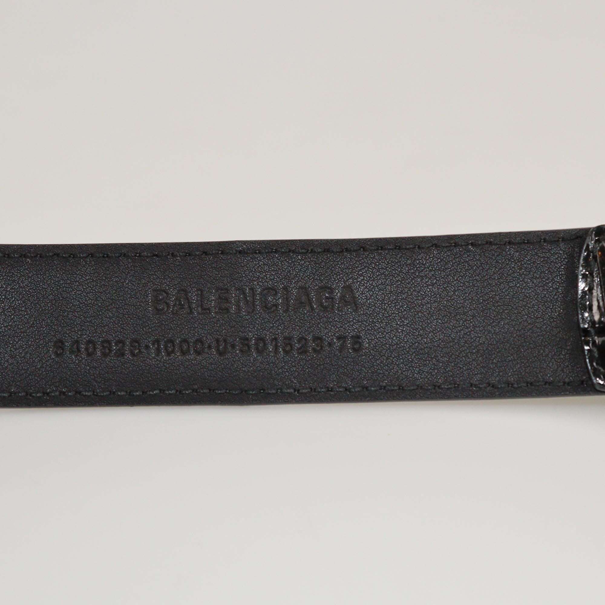 Balenciaga Black Croc Embossed Hourglass Belt Womens Balenciaga 