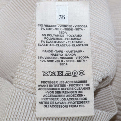 Hermes Beige Blend Viscose Knitted Chain Neck Detail Long Sleeve Dress