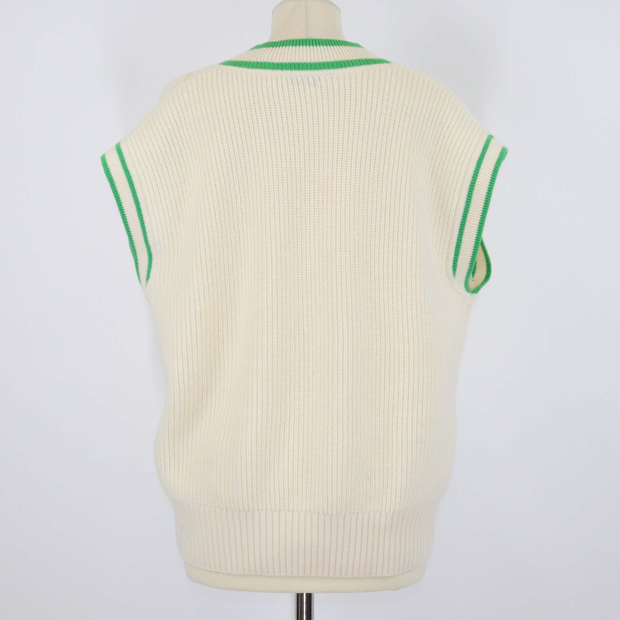 Sandro Beige Green Wool Cashmere Valerian Sleeveless Vest