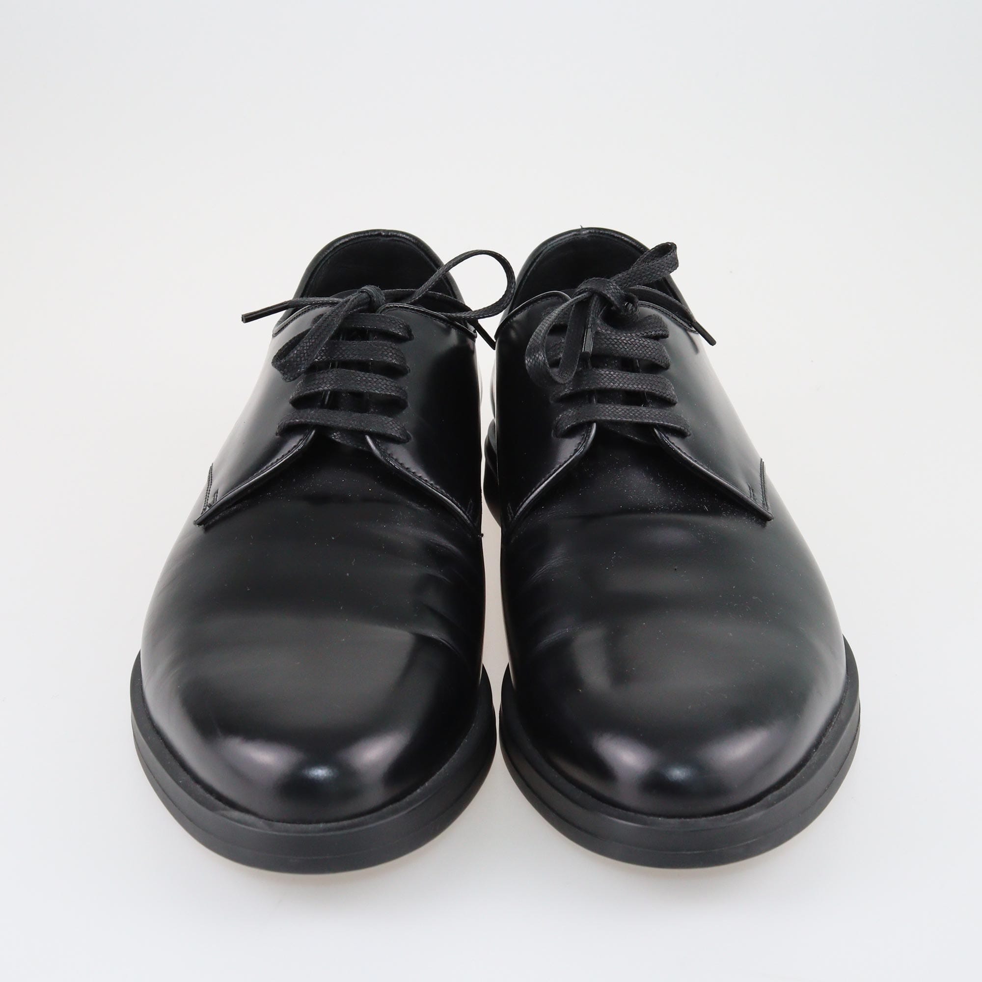 Prada Black Lace Up Flats Shoes Prada 
