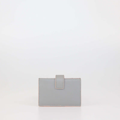 Fendi Grey/Pink Leather Gusset Card Holder