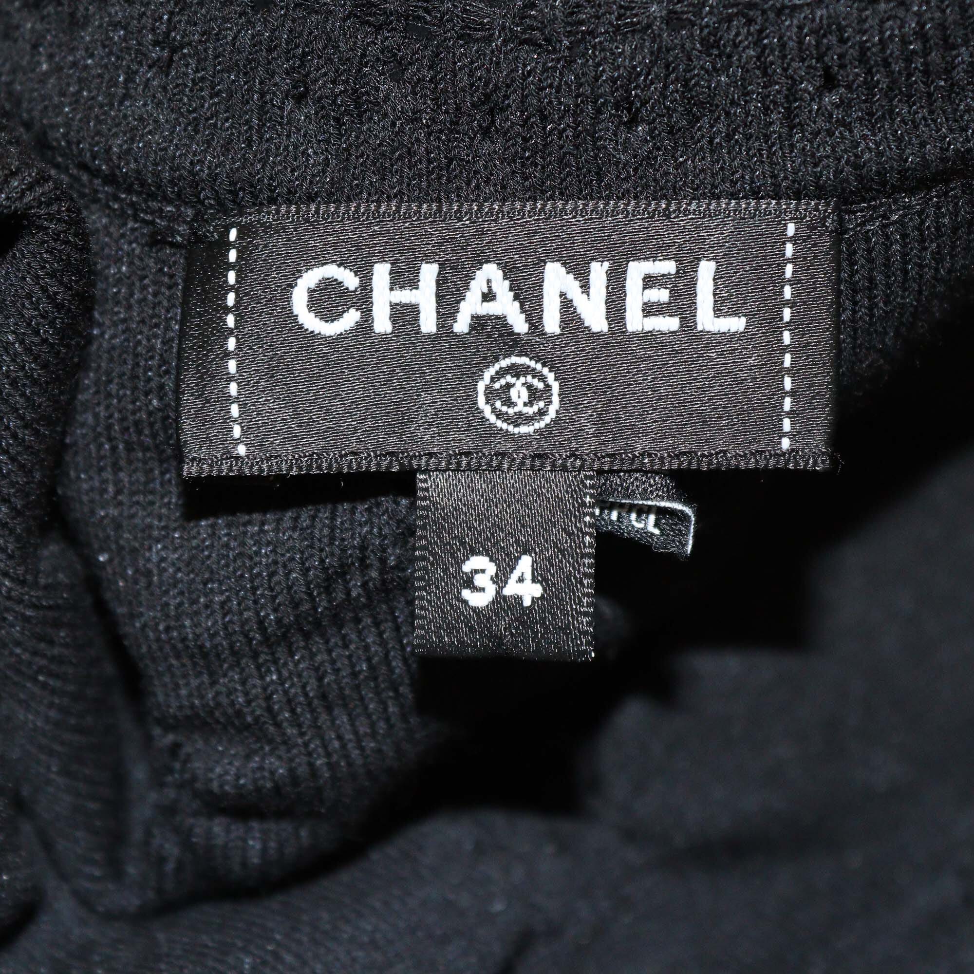 Chanel Black Quilted CC Crystal Crop Cardigan Womens Chanel 