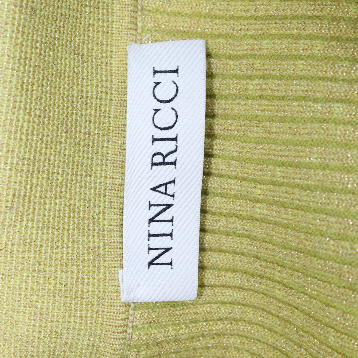 Nina Ricci Metallic Yellow Green Blend Cotton Knitted Polo Shirt