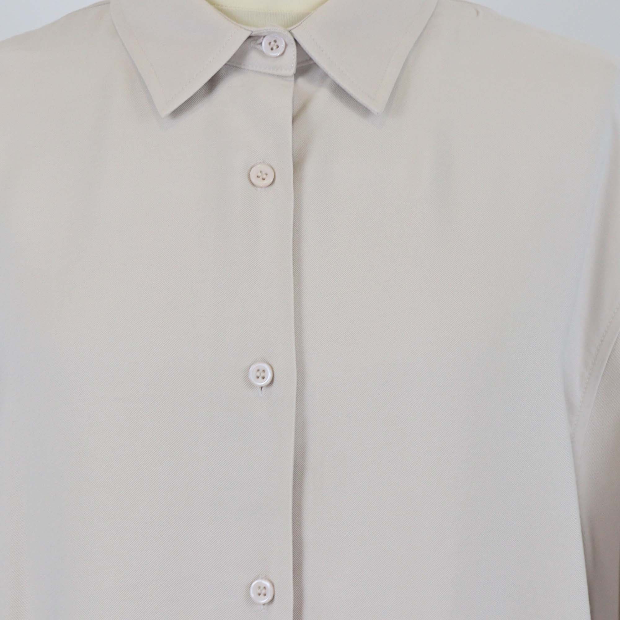 The Frankie Shop Beige Rayon Polyester Long Sleeve Button-Up Top