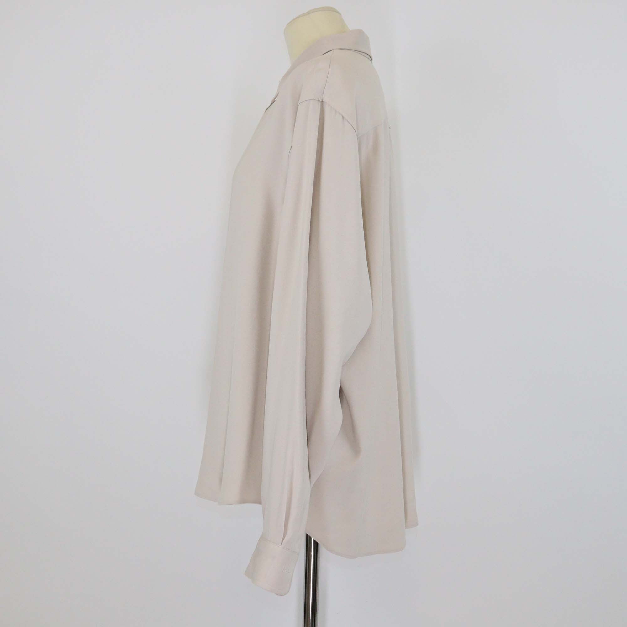 The Frankie Shop Beige Rayon Polyester Long Sleeve Button-Up Top