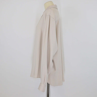 The Frankie Shop Beige Rayon Polyester Long Sleeve Button-Up Top