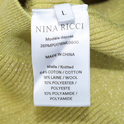 Nina Ricci Metallic Yellow Green Blend Cotton Knitted Polo Shirt