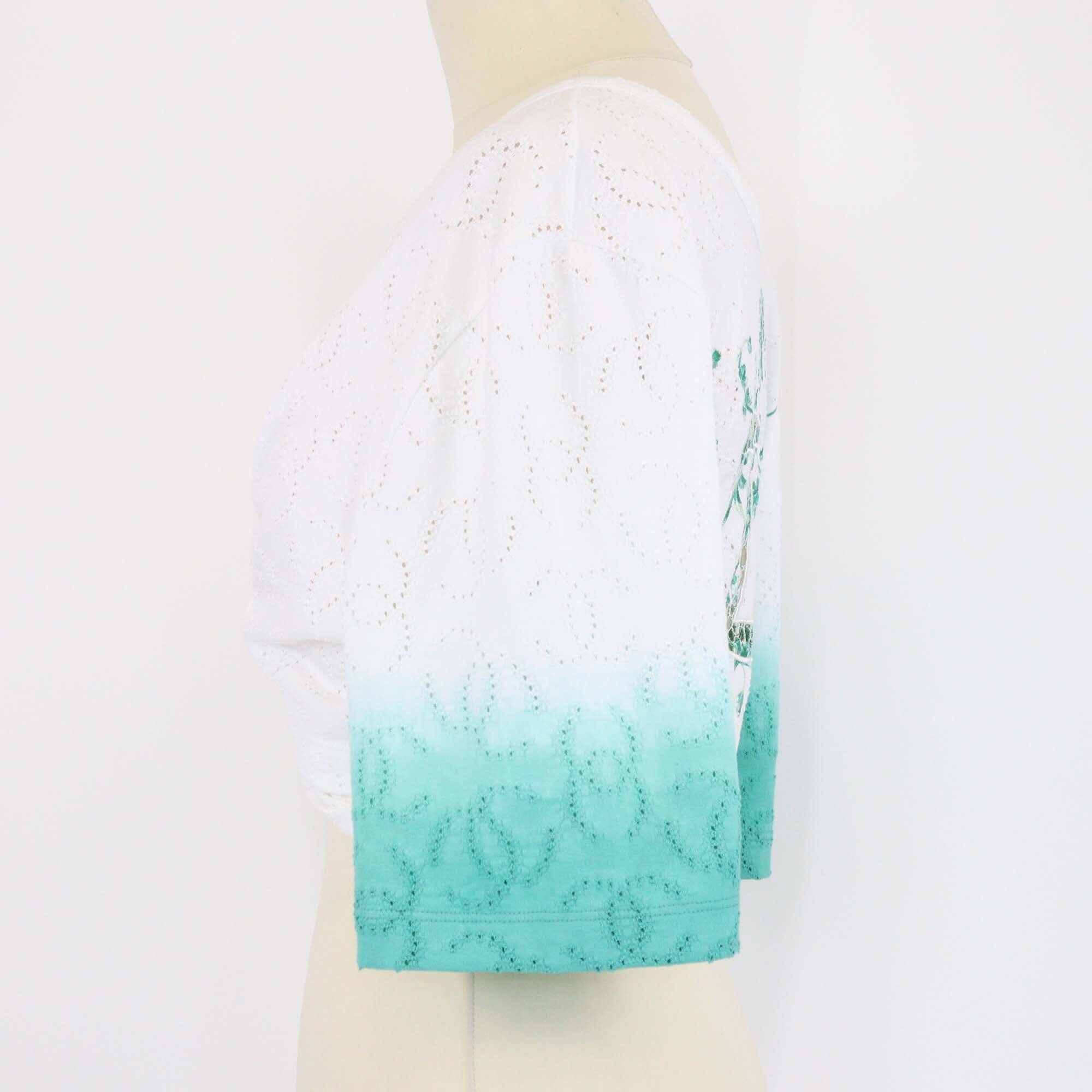 Chanel White/Green Ombre Twisted Cutout Crop Top Womens Chanel 
