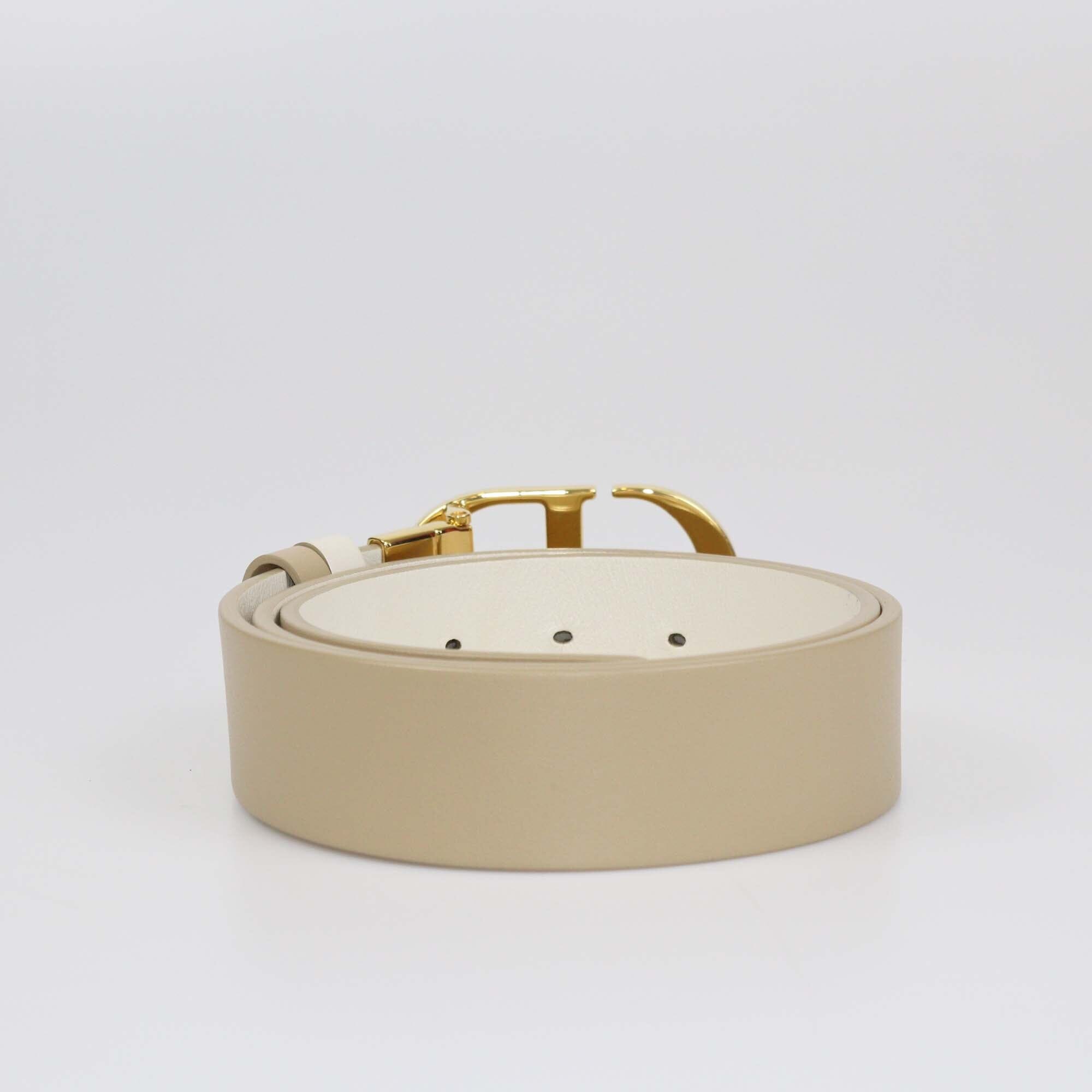 Christian Dior Off White/Beige 30 Montaigne Reversible Belt Womens Christian Dior 