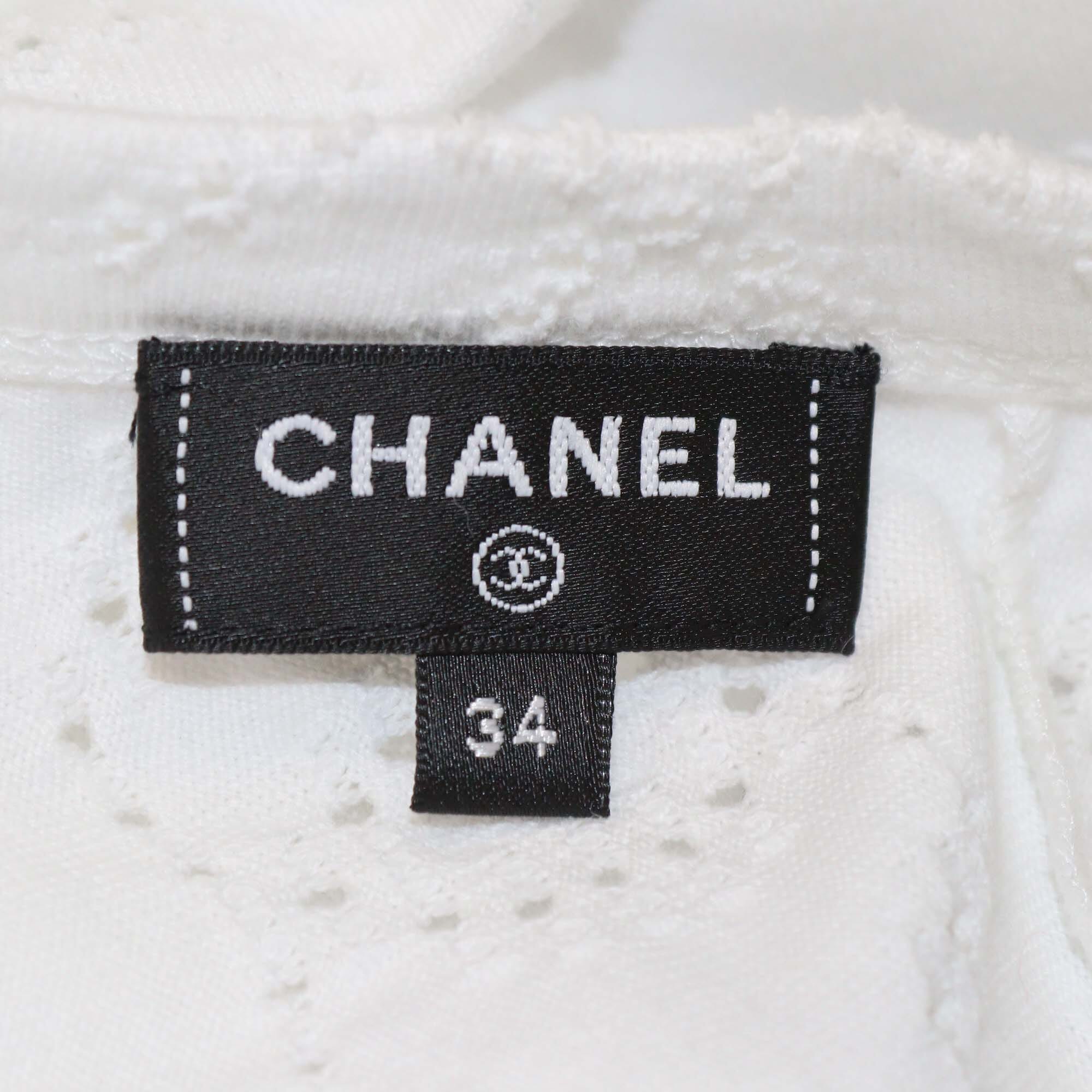 Chanel White/Green Ombre Twisted Cutout Crop Top Womens Chanel 