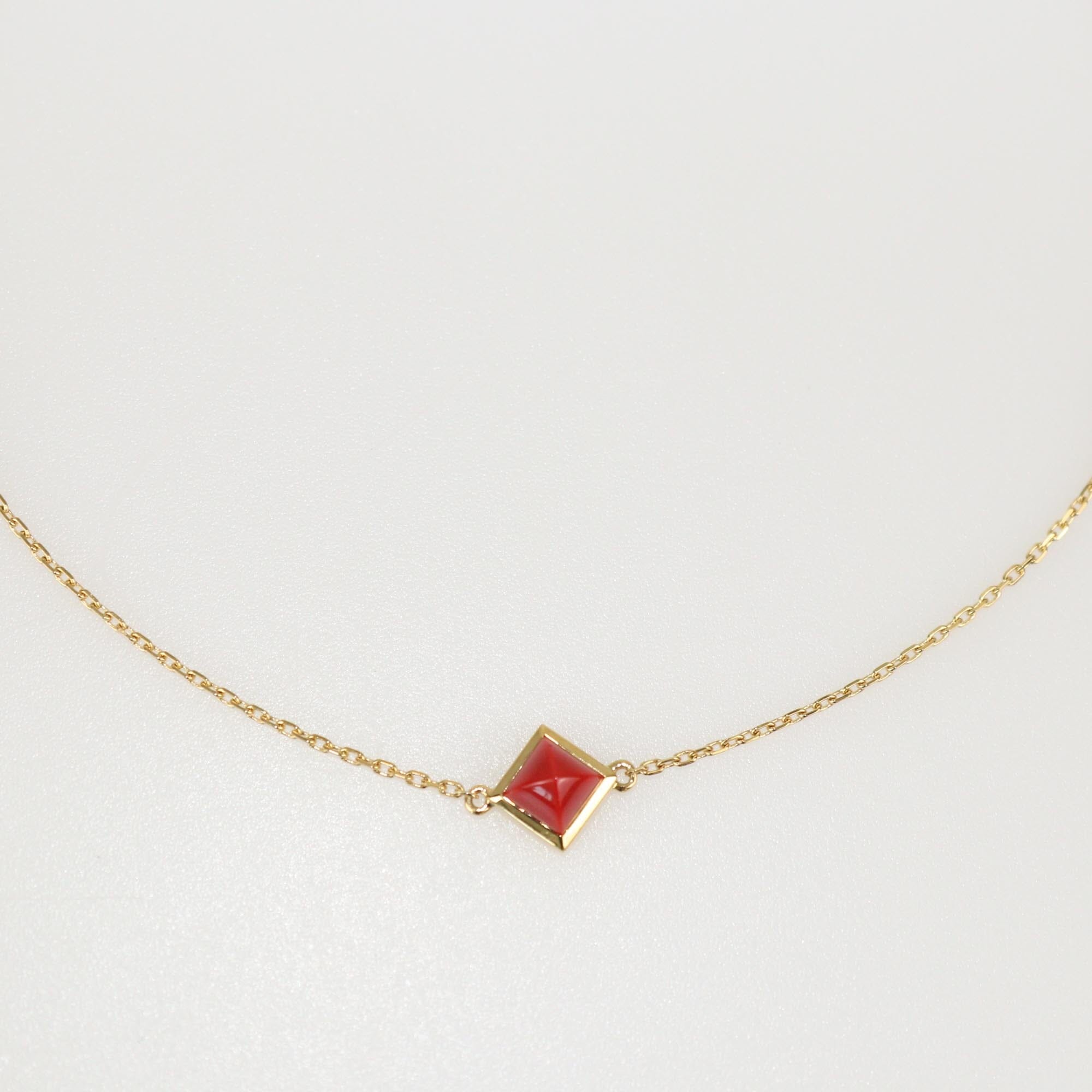 Marli Cleo Pyramid Red Coral 18K Yellow Gold Diamond Anklet Womens Marli 
