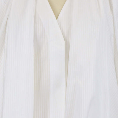 Loewe White Cotton Striped Textured Draped Midi Dress
