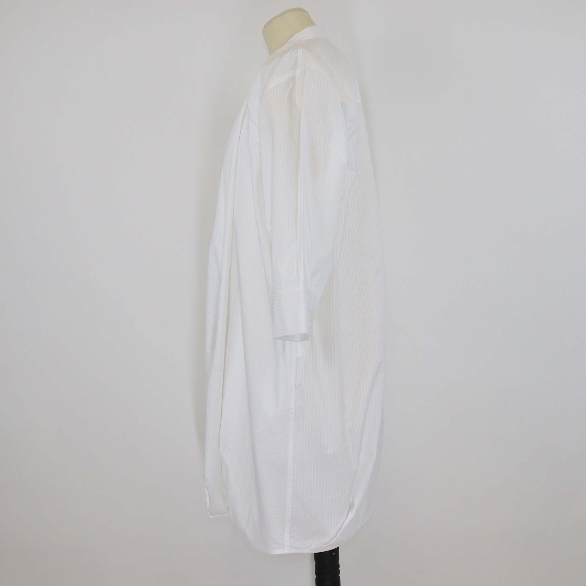 Loewe White Cotton Striped Textured Draped Midi Dress