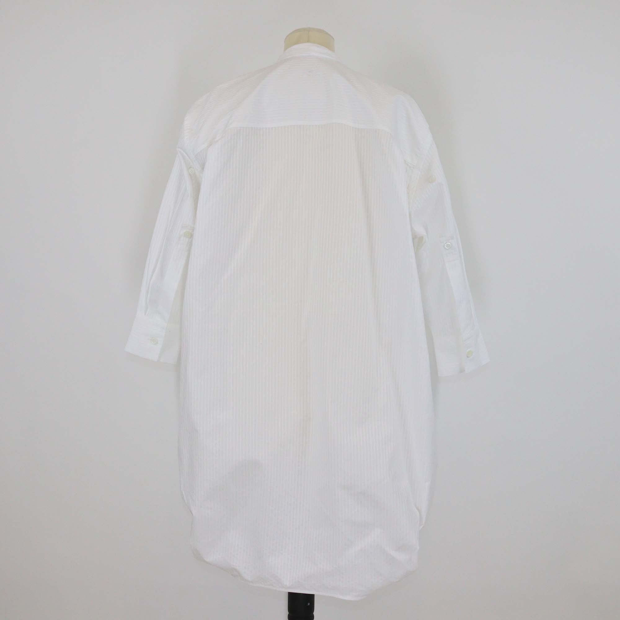 Loewe White Cotton Striped Textured Draped Midi Dress