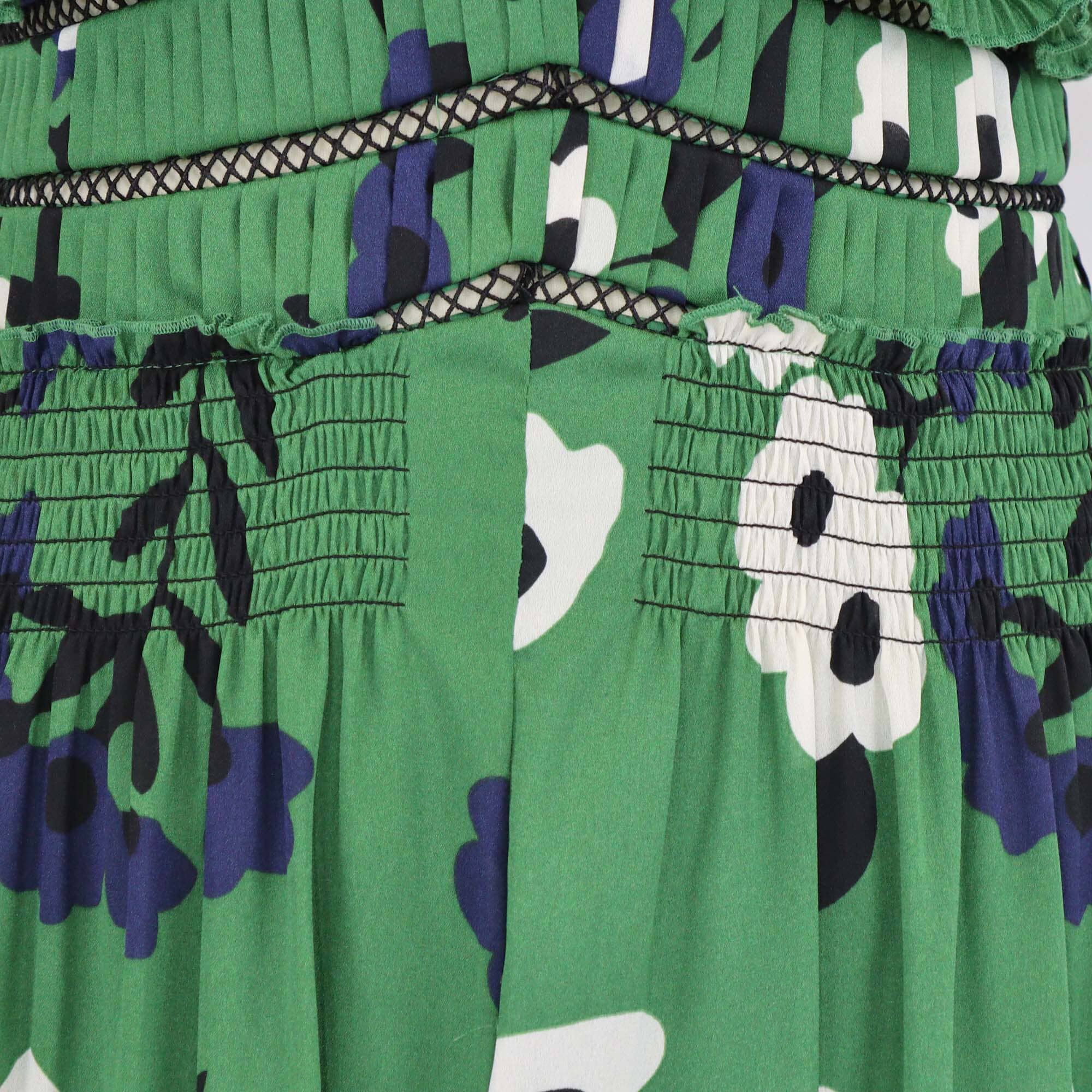 Self-Portrait Green Floral Print Off Shoulder Ruffle Maxi Dress Womens Self Portrait 