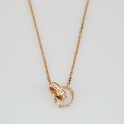 Cartier 18K Rose Gold Diamonds Love Pendant, Half-Paved Necklace Womens Cartier 