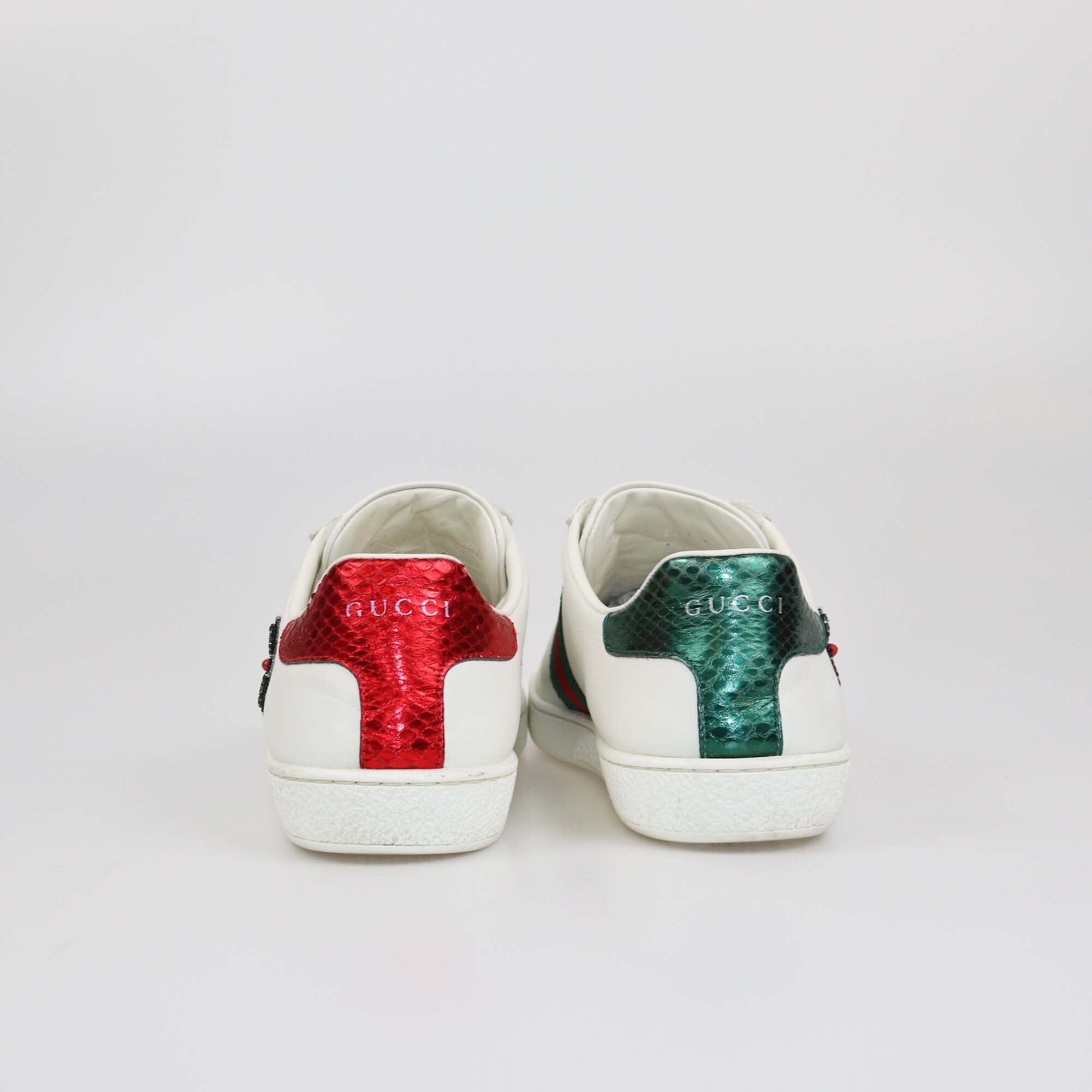 Gucci White Embroidered Arrow Ace Sneakers Womens Gucci 