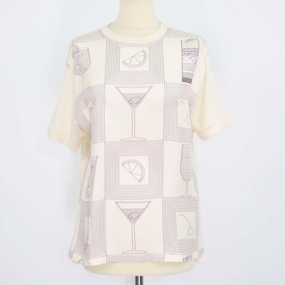 Loro Piana Cream Silk Cotton Blend Mazzorbo Printed Short Sleeve Top