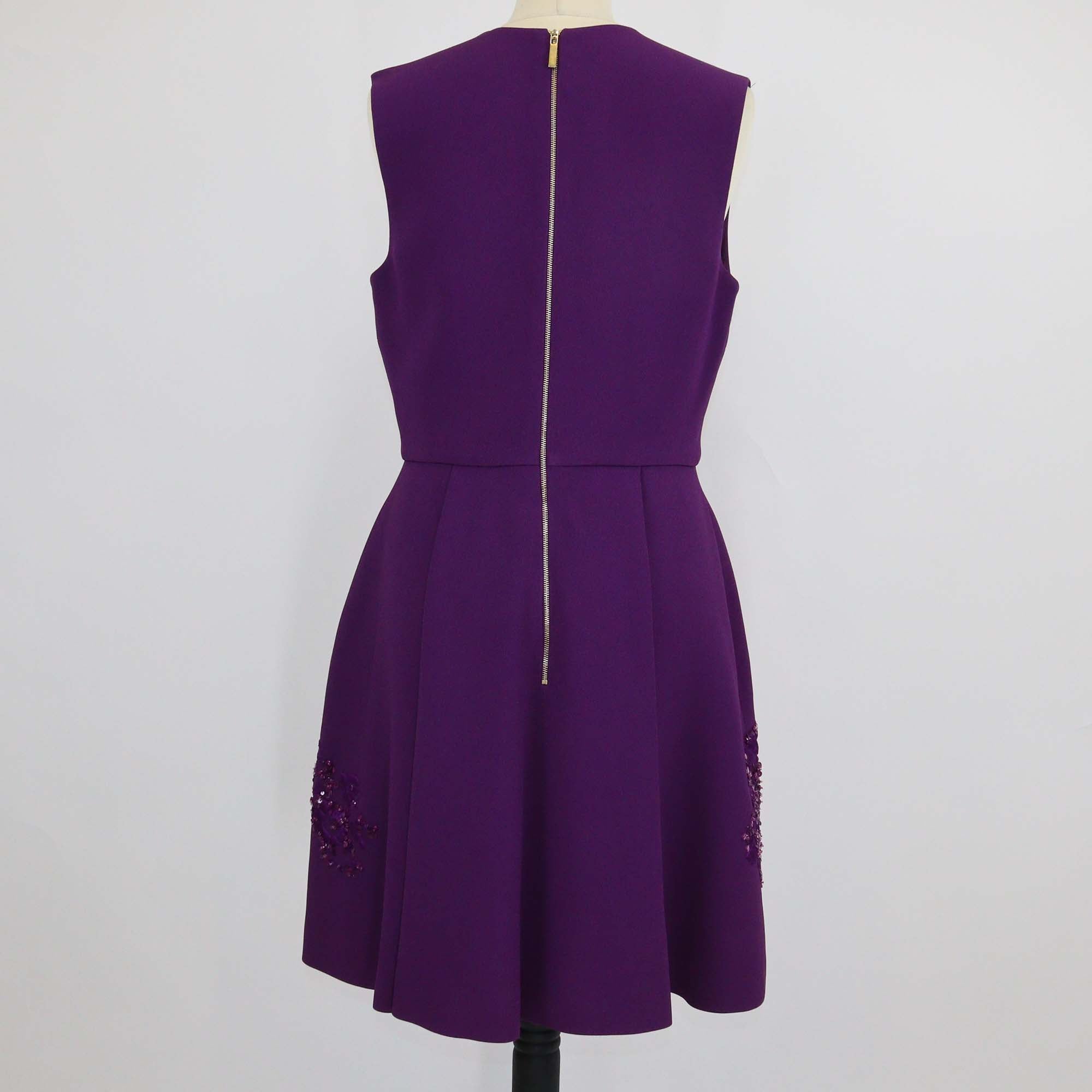 Elis Saab Amethyst Blend Viscose Embroidered Sequins Sleeveless Mini Dress