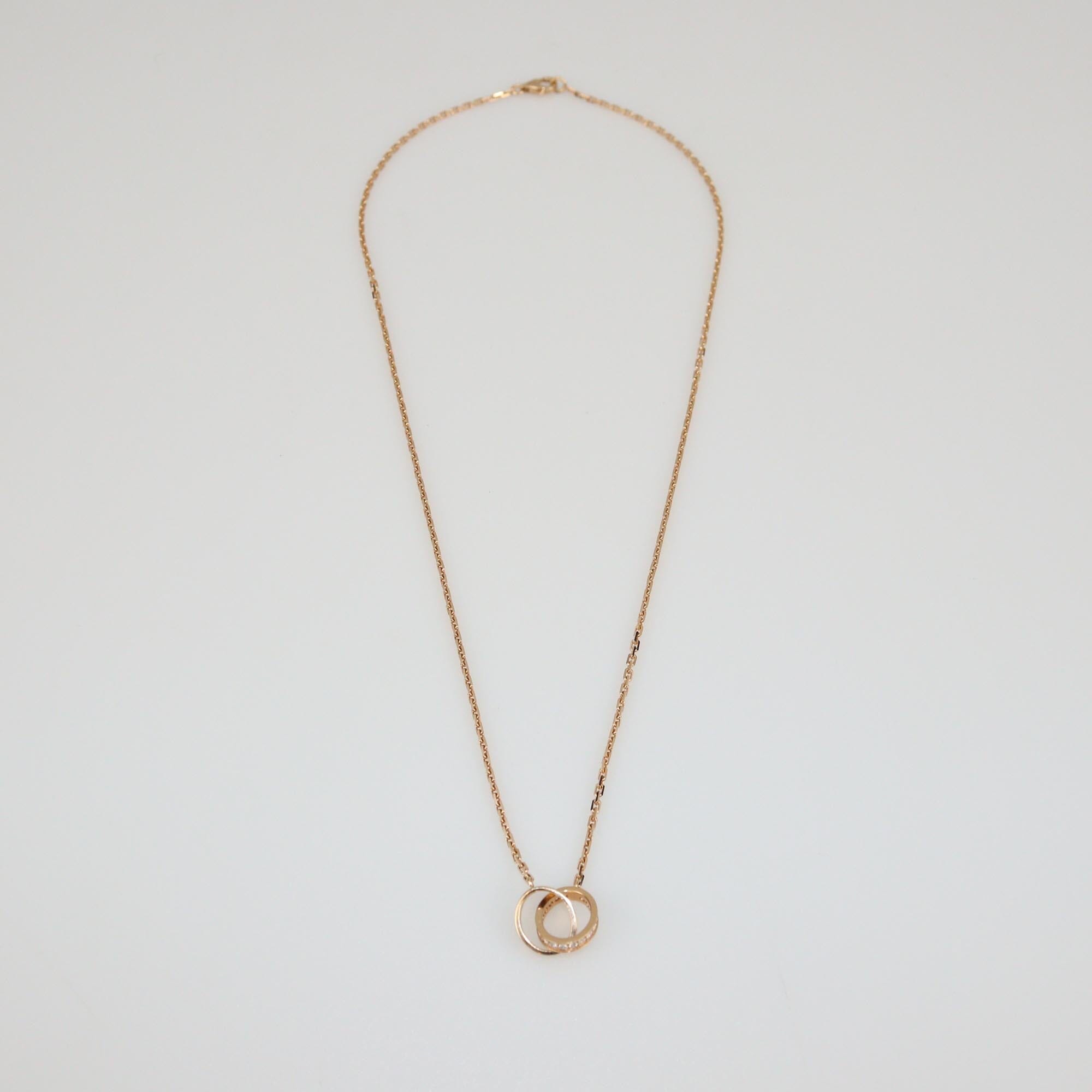 Cartier 18K Rose Gold Diamonds Love Pendant, Half-Paved Necklace Womens Cartier 