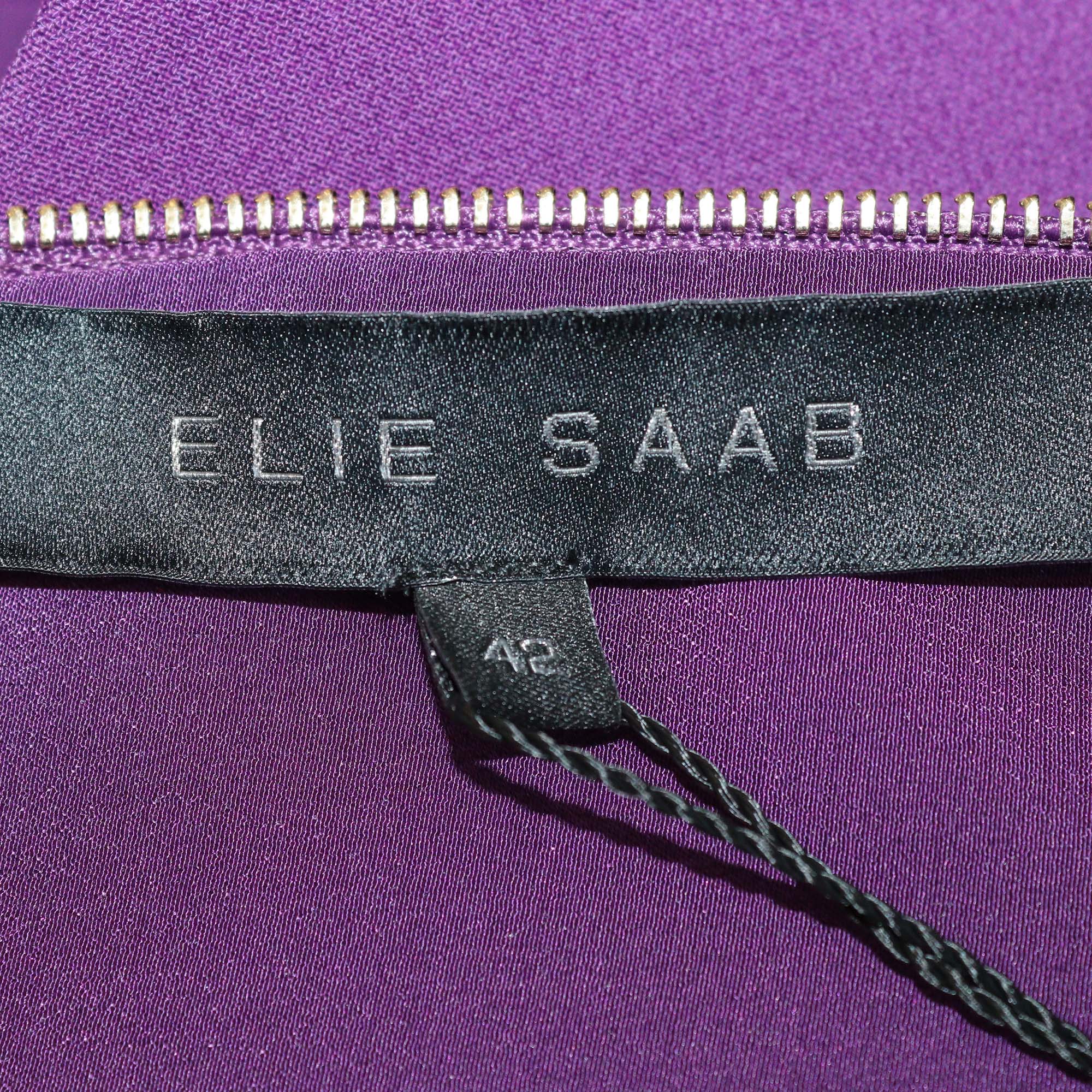 Elis Saab Amethyst Blend Viscose Embroidered Sequins Sleeveless Mini Dress