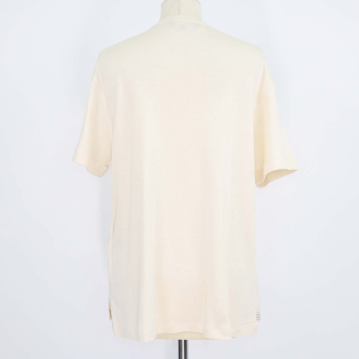 Loro Piana Cream Silk Cotton Blend Mazzorbo Printed Short Sleeve Top