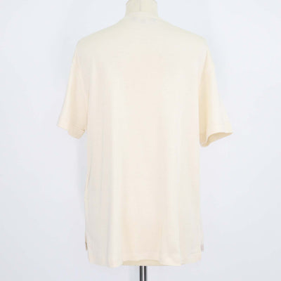 Loro Piana Cream Silk Cotton Blend Mazzorbo Printed Short Sleeve Top