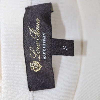 Loro Piana Cream Silk Cotton Blend Mazzorbo Printed Short Sleeve Top