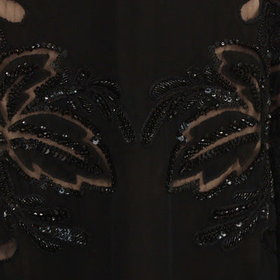 Elie Saab Black Silk Sequin & Beaded Long Sleeve Tunic Dress