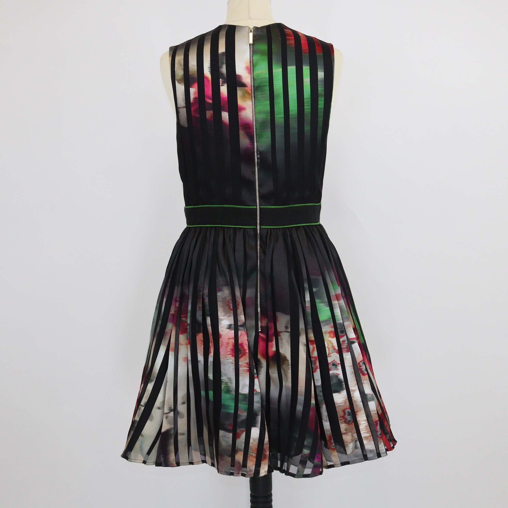 Elie Saab Multicolor Striped Blended Fabric Sleeveless Short Dress