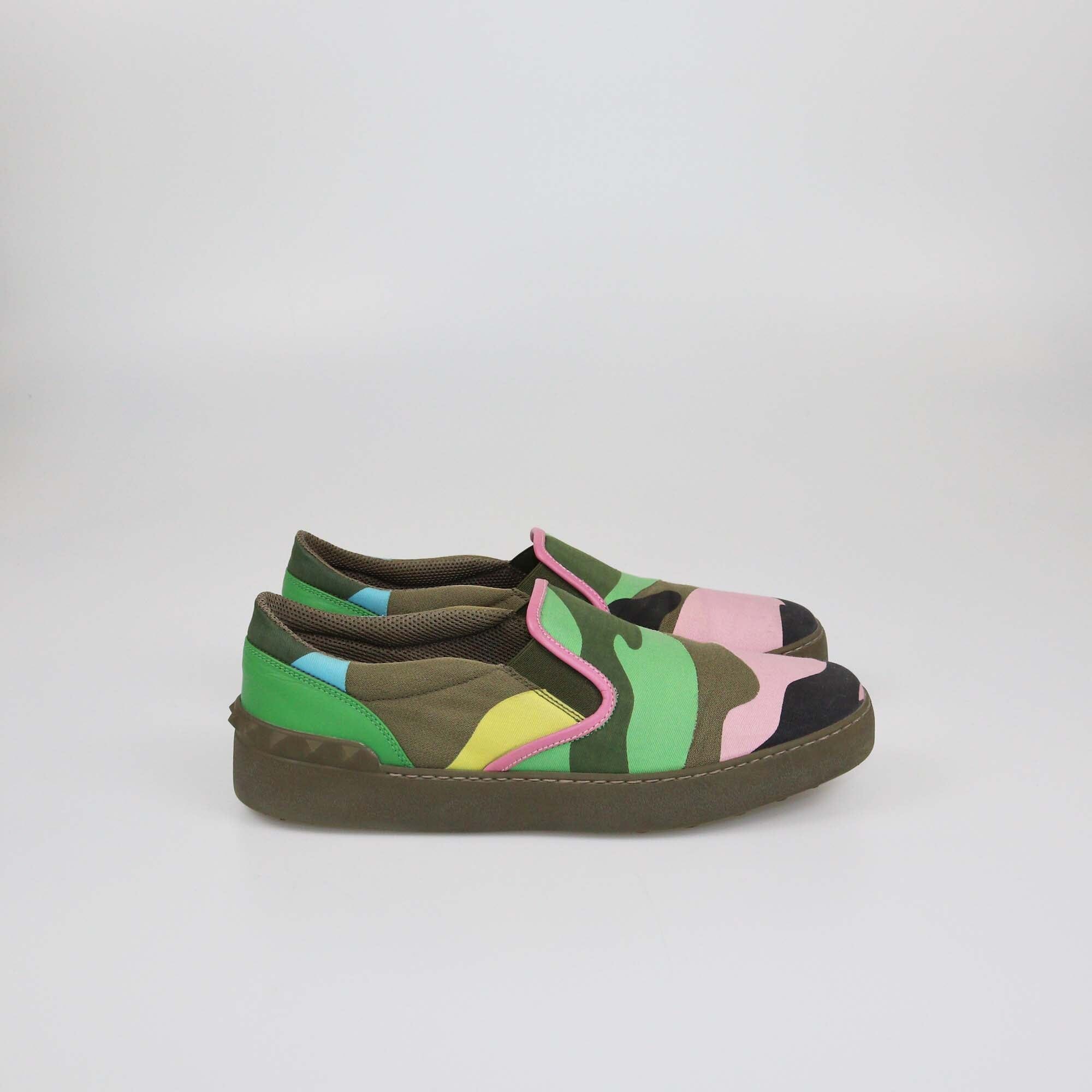 Valentino Multicolor Camouflage Print Slip On Sneakers Womens Valentino 