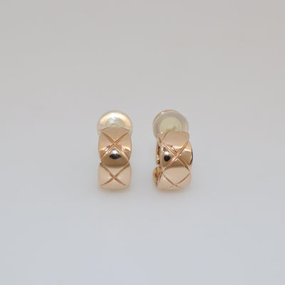 Chanel 18K Rose Gold Coco Crush Clip On Earrings Womens Chanel 