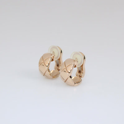 Chanel 18K Rose Gold Coco Crush Clip On Earrings Womens Chanel 