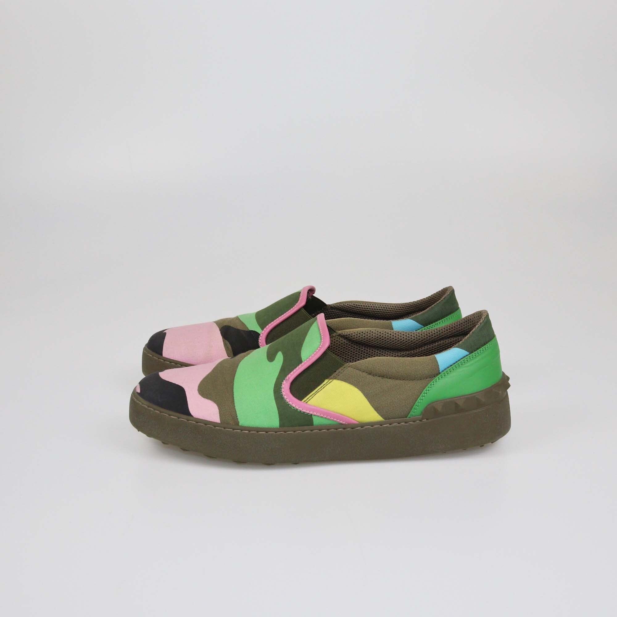 Valentino Multicolor Camouflage Print Slip On Sneakers Womens Valentino 