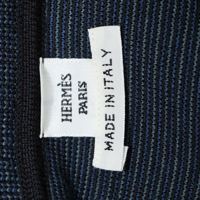 Hermes Blue Silk Wool Blend Candy Libris Print Long Sleeve Polo Top