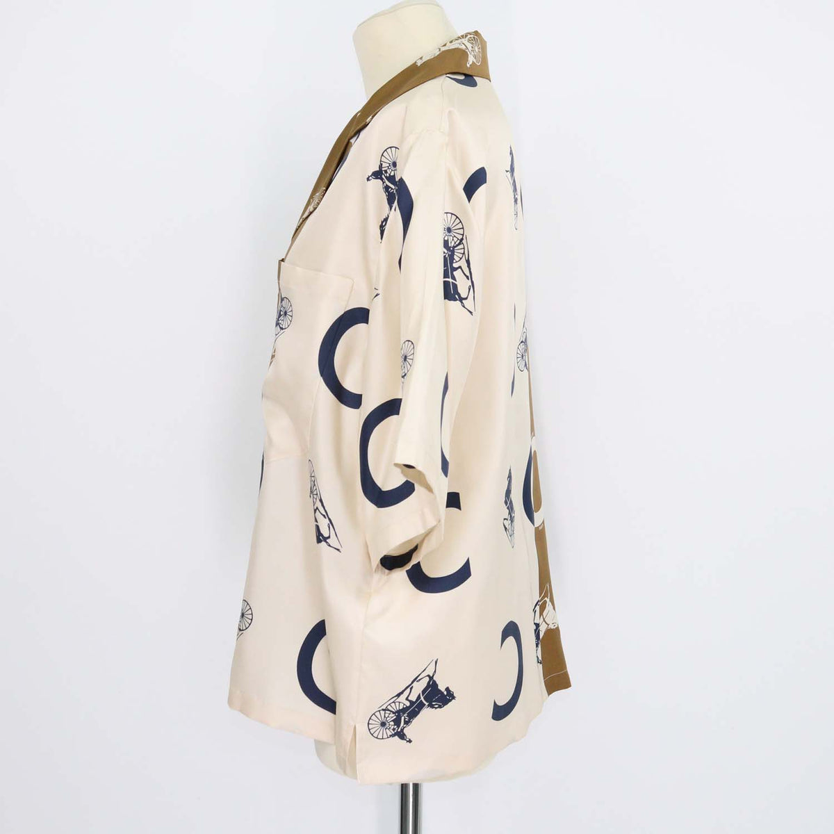 Celine Tricolor Silk Carriage Print Pyjama Short Sleeve Shirt
