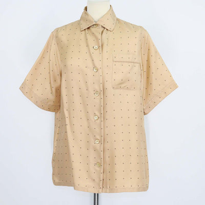 Loro Piana Brown Silk Polka Dots Angelina Short Sleeve Shirt