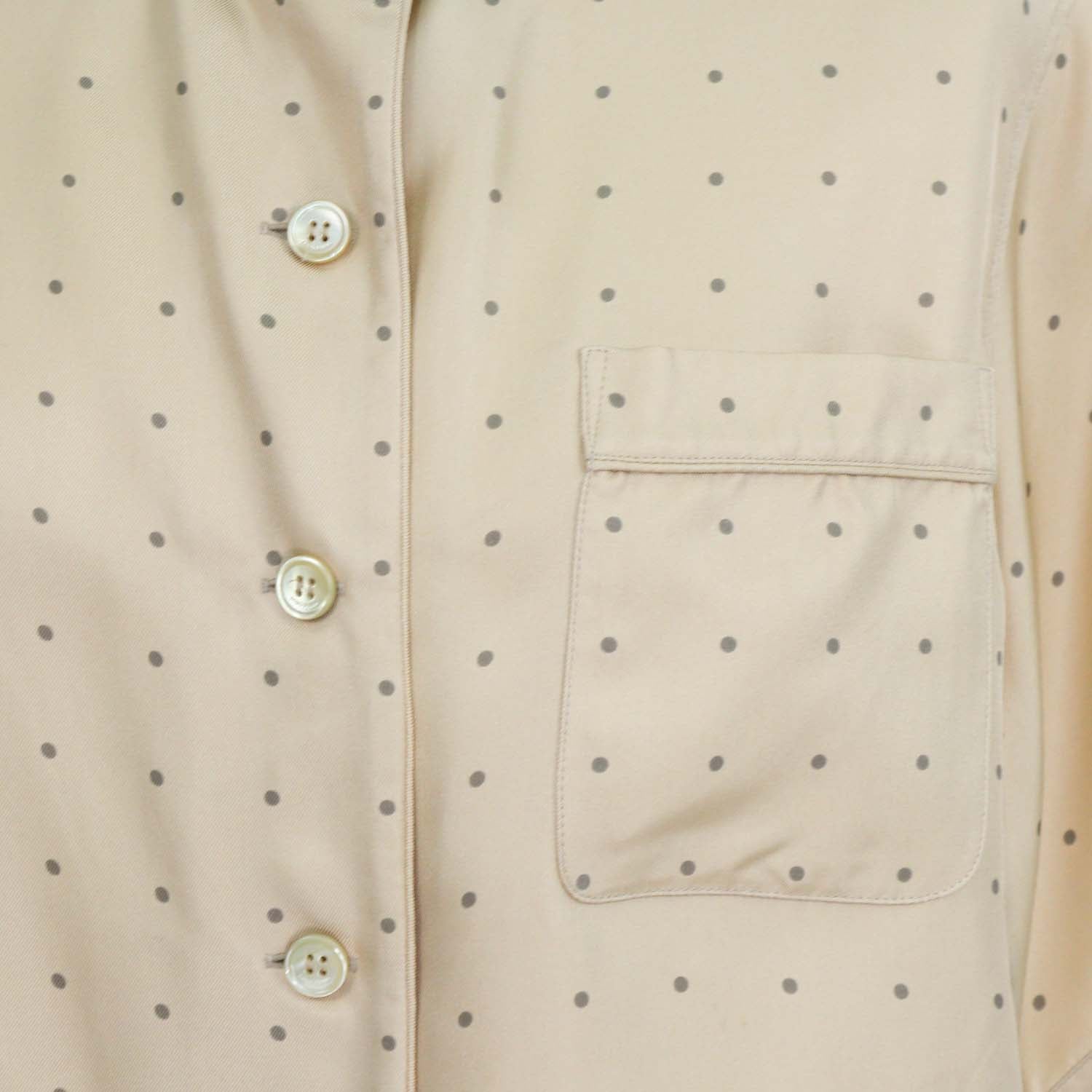 Loro Piana Brown Silk Polka Dots Angelina Short Sleeve Shirt