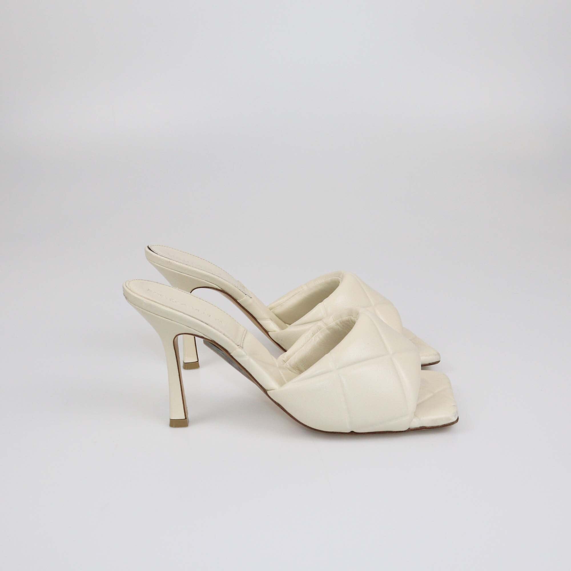 Bottega Veneta White Lido Heel Sandals Womens Bottega Veneta 