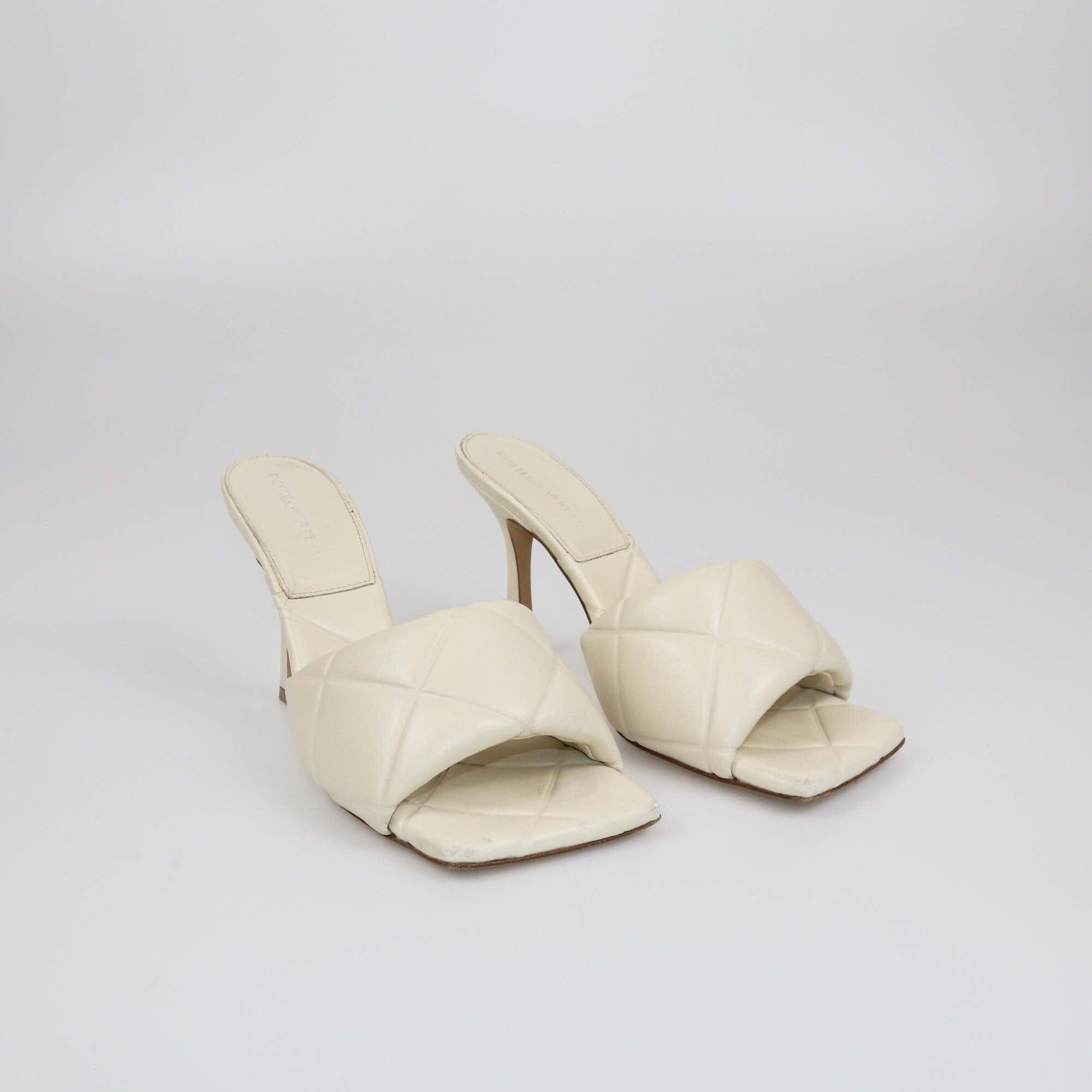 Bottega Veneta White Lido Heel Sandals Womens Bottega Veneta 