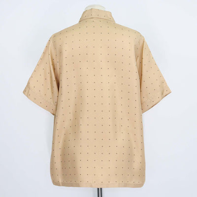Loro Piana Brown Silk Polka Dots Angelina Short Sleeve Shirt