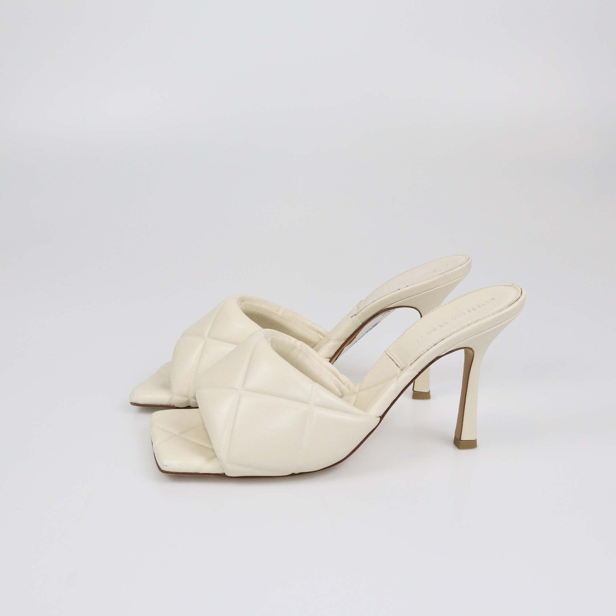 Bottega Veneta White Lido Heel Sandals Womens Bottega Veneta 