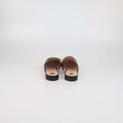 Gucci Black Leather Star & Bee Embroidered Princetown Mules